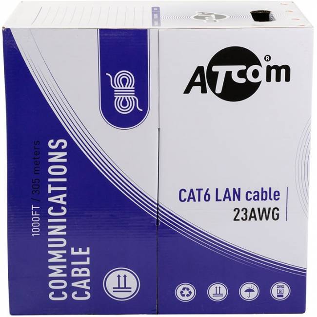 Витая пара UTP cat 6 (CU, 0.5 mm, 305 m) медь ATcom AT4377 — для бизнеса и офиса