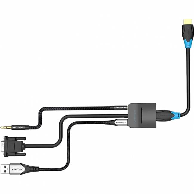 Мультимедиа конвертер Vention VGA + аудио > HDMI, гибкий, черный Мультимедиа конвертер Vention VGA M/HDMI F/mini Jack 3.5 mm F/micro USB 2.0 Type-B F (ACNBB) — для бизнеса и офиса