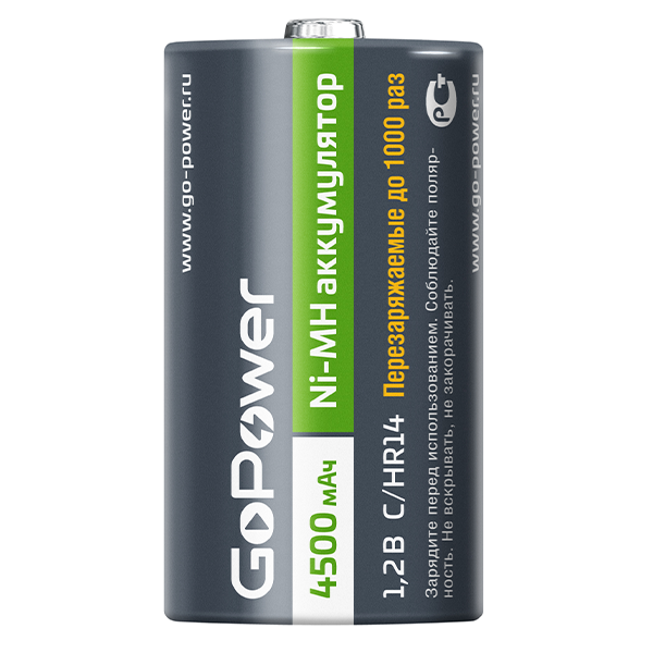 Аккумулятор бытовой GoPower HR14 C BL2 NI-MH 4500mAh (2/12/96) блистер (2 шт.) Аккумулятор бытовой GoPower HR14 C (00-00018322) — для бизнеса и офиса Аккумулятор бытовой GoPower HR14 C BL2 NI-MH 4500mAh (2/12/96) блистер (2 шт.) Аккумулятор бытовой GoPower HR14 C (00-00018322) — для бизнеса и офиса