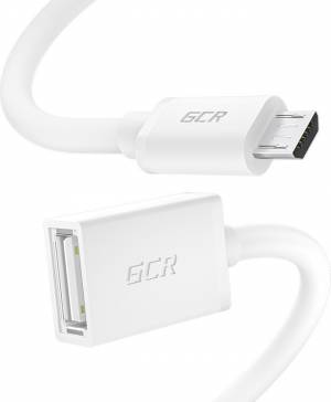 GCR Адаптер переходник OTG 1.0m USB, microB 5pin/AF, белый, 28/28 AWG, экран, морозостойкий. GCR-52209 Greenconnect GCR-52209