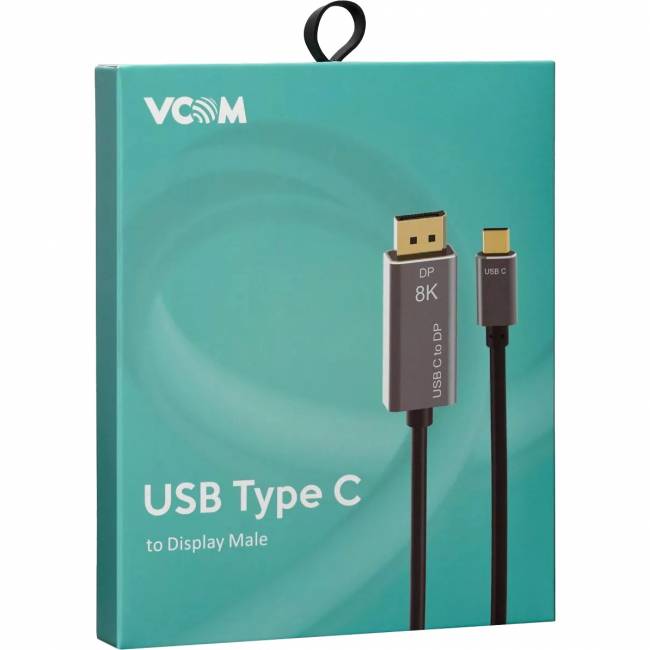 Кабель-адаптер USB Type-Cm --> DP1.4v (m) 8K@60Hz, 1.8m , Alum Shell,VCOM <CU480MC-1.8M> Кабель-переходник VCOM USB 3.1 Type C M/DisplayPort M (CU480MC-1.8M) — для бизнеса и офиса