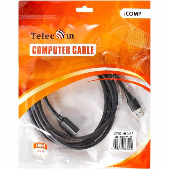 Кабель удлинительный USB3.0 Am-Af 1.8m Telecom черный (TUS708-1.8M) Кабель Telecom 1.8 м (TUS708-1.8M) — для бизнеса и офиса Кабель удлинительный USB3.0 Am-Af 1.8m Telecom черный (TUS708-1.8M) Кабель Telecom 1.8 м (TUS708-1.8M) — для бизнеса и офиса