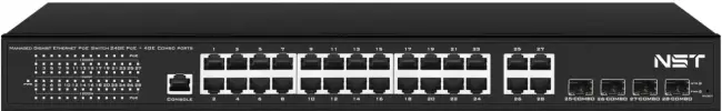 Управляемый L2 PoE коммутатор Gigabit Ethernet NST NS-SW-24G4G-PL — для бизнеса и офиса Управляемый L2 PoE коммутатор Gigabit Ethernet NST NS-SW-24G4G-PL — для бизнеса и офиса