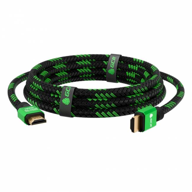 GCR Кабель 1.5m HDMI 2.0, BICOLOR нейлон, AL корпус зеленый, HDR 4:2:2, Ultra HD, 4K 60 fps 60Hz/5K*30Hz, 3D, AUDIO, 18.0 Гбит/с, 28AWG. GCR-52161 Greenconnect HDMI (m) - HDMI (m) 1.5м — для бизнеса и офиса