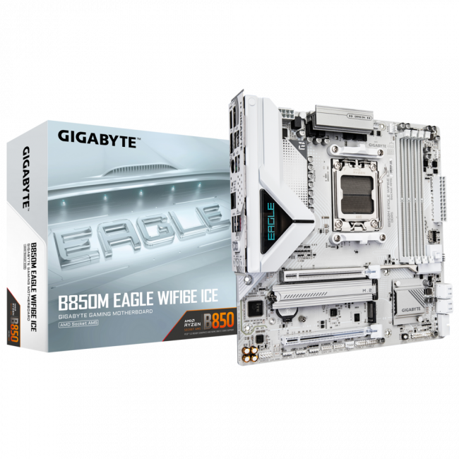 Материнская плата GIGABYTE B850M EAGLE WF6E ICE — для бизнеса и офиса Материнская плата GIGABYTE B850M EAGLE WF6E ICE — для бизнеса и офиса