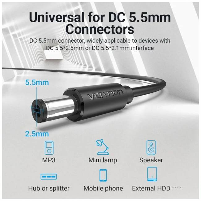 Кабель Vention USB AM/DC-jack 5.5мм M - 1.5м Чёрный Кабель Vention CEYBG USB AM/DC-jack 5.5мм M - 1.5м Чёрный — для бизнеса и офиса Кабель Vention USB AM/DC-jack 5.5мм M - 1.5м Чёрный Кабель Vention CEYBG USB AM/DC-jack 5.5мм M - 1.5м Чёрный — для бизнеса и офиса