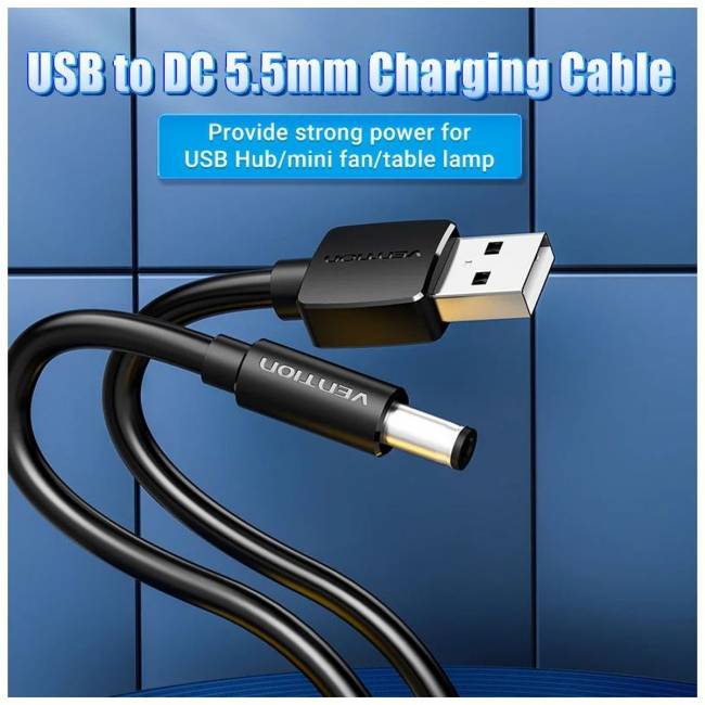 Кабель Vention USB AM/DC-jack 5.5мм M - 1.5м Чёрный Кабель Vention CEYBG USB AM/DC-jack 5.5мм M - 1.5м Чёрный — для бизнеса и офиса Кабель Vention USB AM/DC-jack 5.5мм M - 1.5м Чёрный Кабель Vention CEYBG USB AM/DC-jack 5.5мм M - 1.5м Чёрный — для бизнеса и офиса