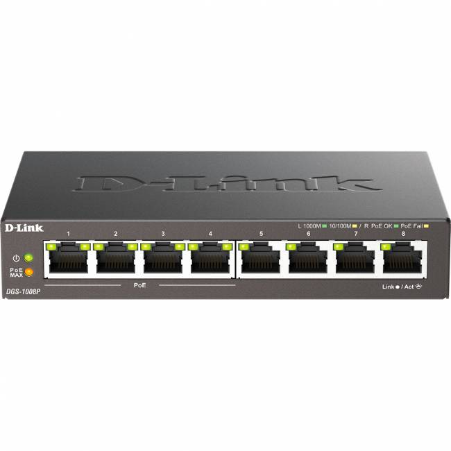Коммутатор D-Link DGS-1008P/F1A — для бизнеса и офиса Коммутатор D-Link DGS-1008P/F1A — для бизнеса и офиса