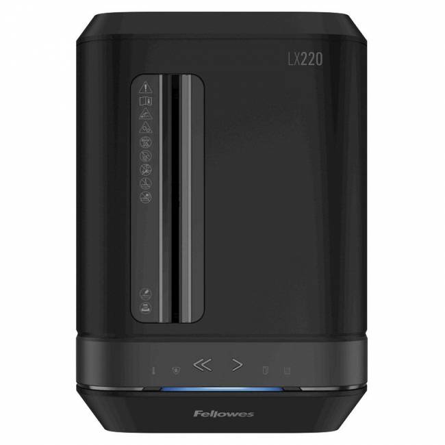 Шредер Fellowes® Powershred® LX220, черный, DIN P-4, 4х12 мм, 20 лст., 30 лтр, Jam Proof™, SafeSense, шт Fellowes FS-55026 — для бизнеса и офиса