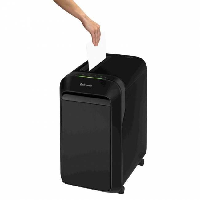 Шредер Fellowes® Powershred® LX220, черный, DIN P-4, 4х12 мм, 20 лст., 30 лтр, Jam Proof™, SafeSense, шт Fellowes FS-55026 — для бизнеса и офиса