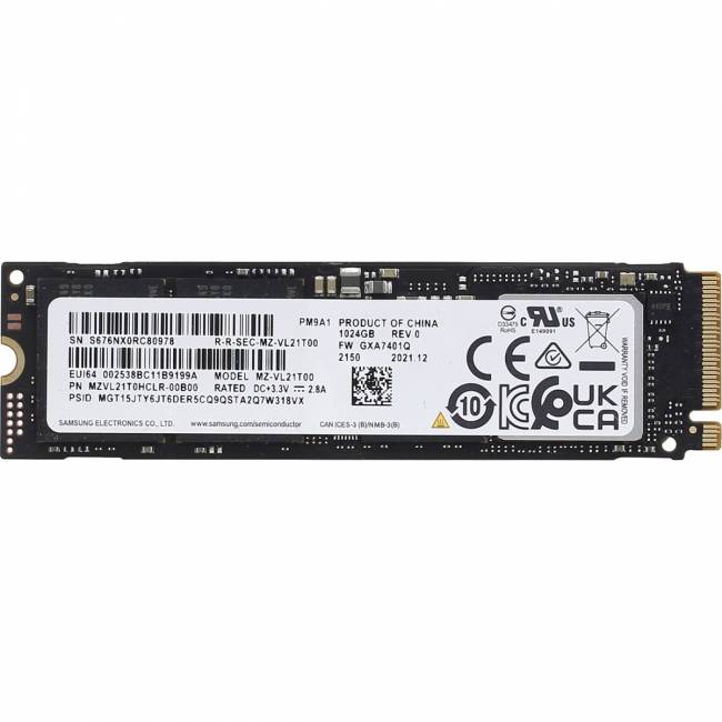 Твердотельный накопитель Samsung PM9A1 1TB (MZVL21T0HCLR-00B00) — для бизнеса и офиса Твердотельный накопитель Samsung PM9A1 1TB (MZVL21T0HCLR-00B00) — для бизнеса и офиса