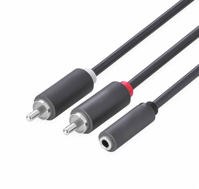 GCR Кабель-переходник аудио 2.0m jack 3,5mm / 2 х RCA , черный, F/M, GCR-51843 Greenconnect GCR-51843, 2 м — для бизнеса и офиса