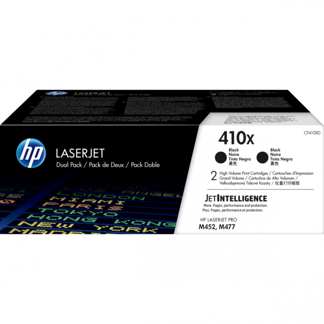 Тонер-картридж набор из 2 шт HP LaserJet 410X 2-pack High Yield Black (CF410XD) — для бизнеса и офиса Тонер-картридж набор из 2 шт HP LaserJet 410X 2-pack High Yield Black (CF410XD) — для бизнеса и офиса