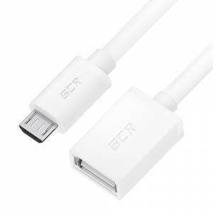 GCR Адаптер переходник OTG 0.15m USB, microB 5pin/AF, белый, 28/28 AWG, экран, морозостойкий, GCR-GCR-53043 Greenconnect GCR-53043