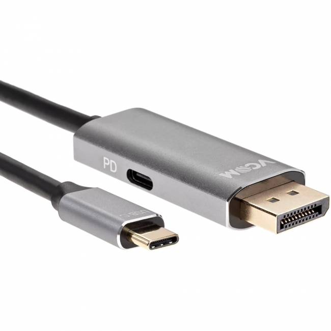Кабель-адаптер USB Type-Cm --> DP1.4v (m) 8K@60Hz, PD 100W,1.8m , Alum Shell,VCOM <CU480MCPD-1.8M> Кабель-переходник VCOM USB 3.1 Type C M/DisplayPort M (CU480MCPD-1.8M) — для бизнеса и офиса
