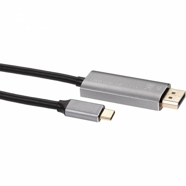 Кабель-адаптер USB Type-Cm --> DP1.4v (m) 8K@60Hz, PD 100W,1.8m , Alum Shell,VCOM <CU480MCPD-1.8M> Кабель-переходник VCOM USB 3.1 Type C M/DisplayPort M (CU480MCPD-1.8M) — для бизнеса и офиса