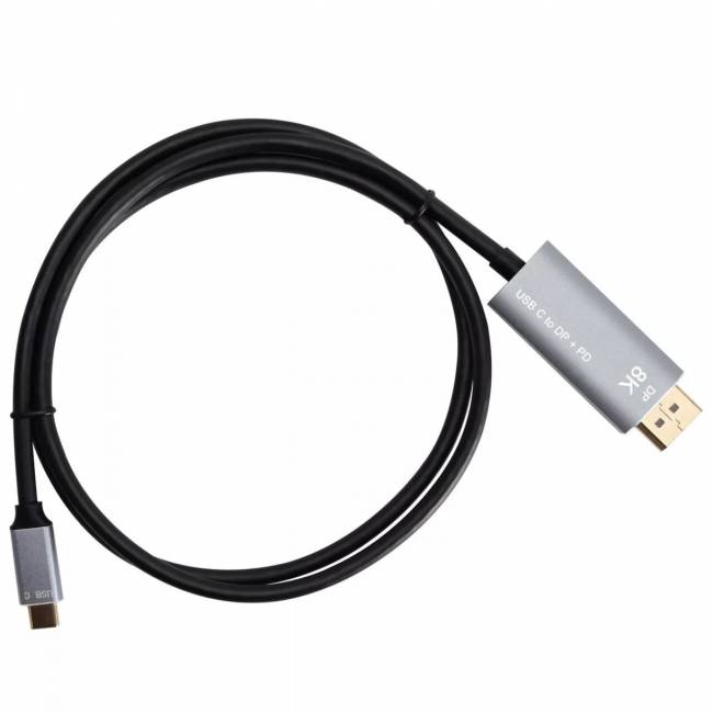 Кабель-адаптер USB Type-Cm --> DP1.4v (m) 8K@60Hz, PD 100W,1.8m , Alum Shell,VCOM <CU480MCPD-1.8M> Кабель-переходник VCOM USB 3.1 Type C M/DisplayPort M (CU480MCPD-1.8M) — для бизнеса и офиса