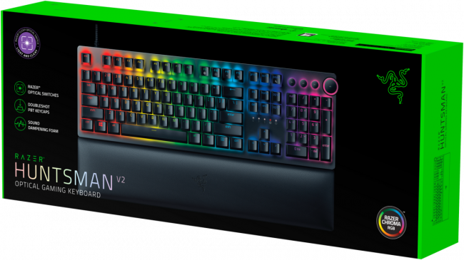 Игровая клавиатура Razer Huntsman V2 (Purple Switch) - Russian Layout Gaming Keyboard Razer Huntsman V2 (Purple Switch) — для бизнеса и офиса
