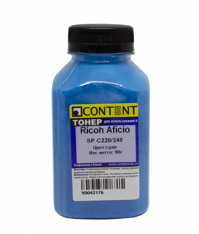 Тонер Content для Ricoh Aficio SP C220/240, С, 90 г, банка — для бизнеса и офиса Тонер Content для Ricoh Aficio SP C220/240, С, 90 г, банка — для бизнеса и офиса
