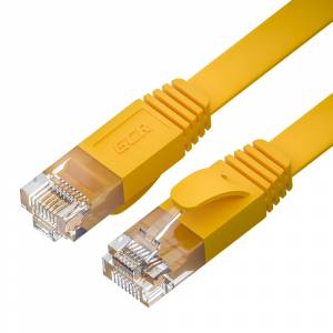 GCR Патч-корд PROF плоский прямой 20.0m, UTP медь кат.6, желтый, 30 AWG, ethernet high speed 10 Гбит/с, RJ45, T568B, GCR-52828 Greenconnect GCR-52828