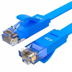 GCR Патч-корд PROF плоский прямой 0.3m, UTP медь кат.6, синий, 30 AWG, GCR-LNC621-0.3m ethernet high speed 10 Гбит/с, RJ45, T568B Greenconnect GCR-LNC621-0.3m