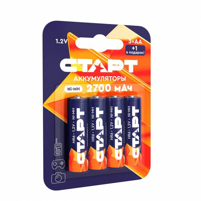 Элемент питания Аккумулятор СТАРТ Ni-MH HR6 AA 2700mAh BL3+1 — для бизнеса и офиса Элемент питания Аккумулятор СТАРТ Ni-MH HR6 AA 2700mAh BL3+1 — для бизнеса и офиса