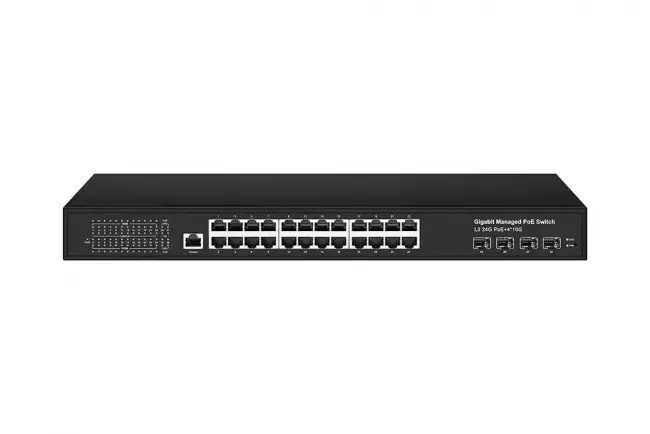 Управляемый L3 PoE коммутатор NST NS-SW-24G4G10-PL — для бизнеса и офиса Управляемый L3 PoE коммутатор NST NS-SW-24G4G10-PL — для бизнеса и офиса