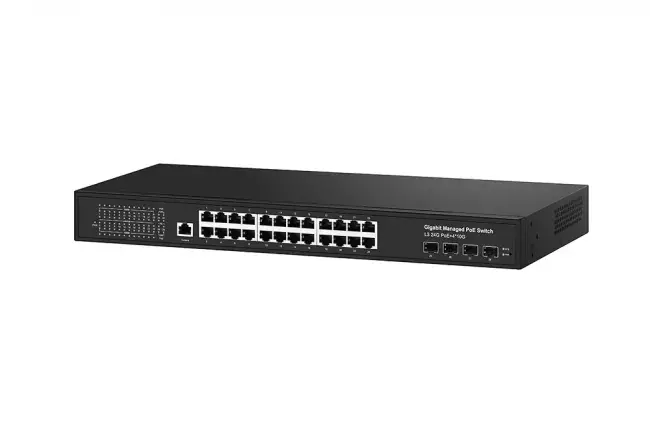 Управляемый L3 PoE коммутатор NST NS-SW-24G4G10-PL — для бизнеса и офиса Управляемый L3 PoE коммутатор NST NS-SW-24G4G10-PL — для бизнеса и офиса
