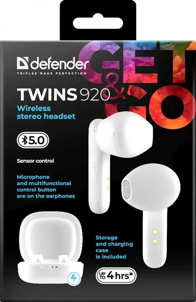 Defender Беспроводная гарнитура Twins 920 белый, TWS, Bluetooth Defender Twins 920 (63920) — для бизнеса и офиса Defender Беспроводная гарнитура Twins 920 белый, TWS, Bluetooth Defender Twins 920 (63920) — для бизнеса и офиса