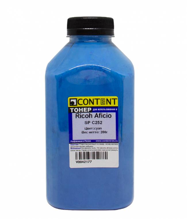 Тонер Content для Ricoh Aficio SP C252, C, 200 г, банка — для бизнеса и офиса Тонер Content для Ricoh Aficio SP C252, C, 200 г, банка — для бизнеса и офиса