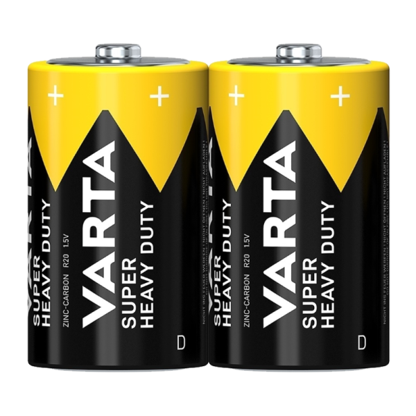 Батарейка Varta SUPERLIFE R20 D Shrink 2 Heavy Duty 1.5V (2020) (2/24/120) VARTA 02020101302 — для бизнеса и офиса Батарейка Varta SUPERLIFE R20 D Shrink 2 Heavy Duty 1.5V (2020) (2/24/120) VARTA 02020101302 — для бизнеса и офиса