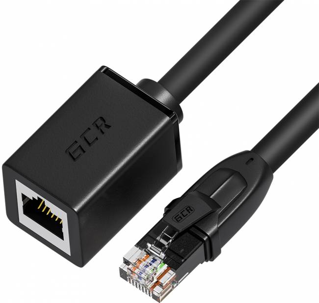 GCR Удлинитель патч-корда прямой 1.0m, UTP медь, кат.6, 24 AWG, ethernet high speed 10 Гбит/с, RJ45, GCR-52645 Greenconnect RJ45(m) - RJ45(f) Cat. 6 U/UTP LSZH 1м — для бизнеса и офиса
