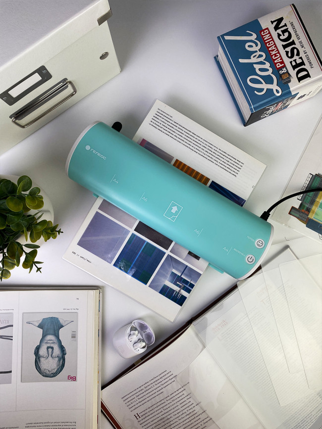 Ламинатор ГЕЛЕОС ЛМ A4 Модерн светло-синий+белый Гелеос ЛМ A4 Модерн светло-синий+белый — для бизнеса и офиса