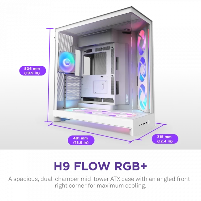 Корпус без блока питания NZXT H9 Flow RGB+ CM-H92FW-P1 — для бизнеса и офиса