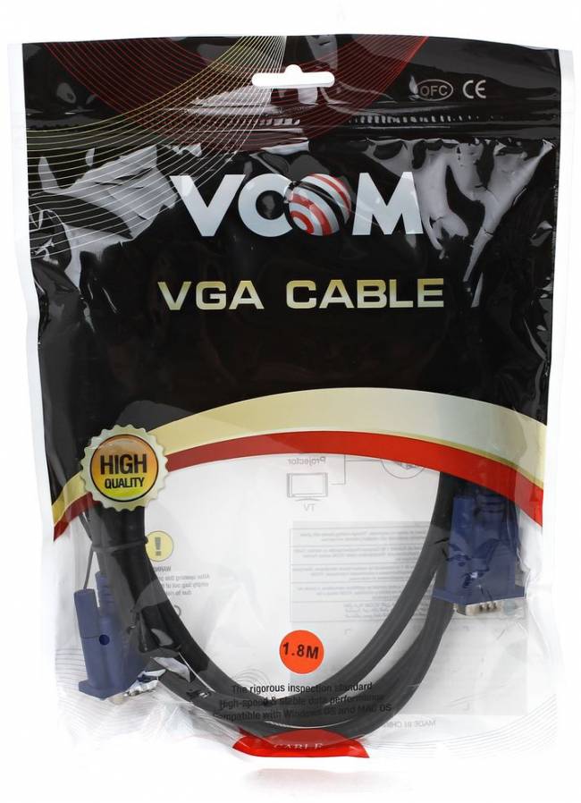 Кабель монитор-SVGA card (15M-15M) 1,8м 2 фильтра VCOM <VVG6448-1.8M> VCOM VGA (m) - VGA (m) 1.8м — для бизнеса и офиса