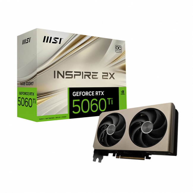 Видеокарта MSI GeForce RTX 5060 Ti 16G INSPIRE 2X OC — для бизнеса и офиса Видеокарта MSI GeForce RTX 5060 Ti 16G INSPIRE 2X OC — для бизнеса и офиса