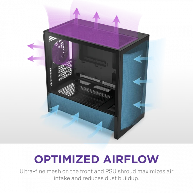 Корпус без блока питания NZXT H3 Flow CC-H31FB-01 — для бизнеса и офиса