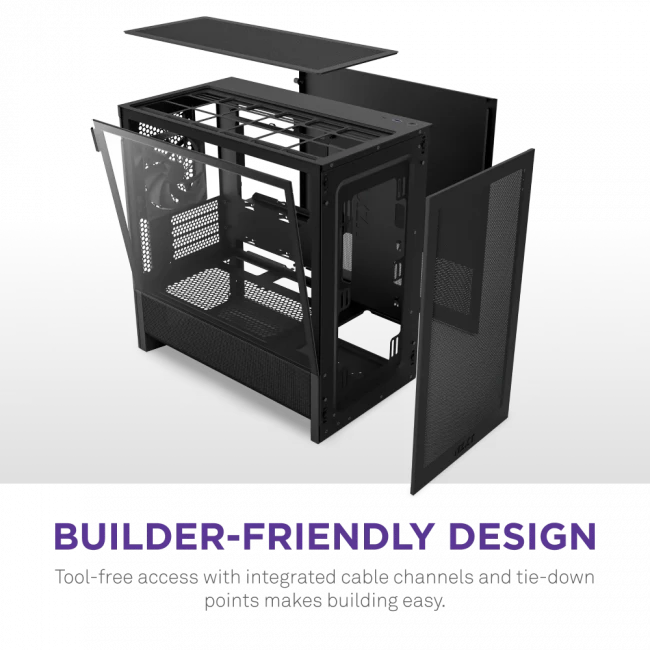 Корпус без блока питания NZXT H3 Flow CC-H31FB-01 — для бизнеса и офиса