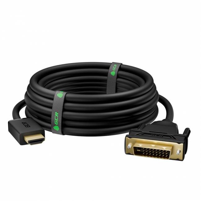 Greenconnect Кабель HDMI-DVI 15.0m черный, OD8.0mm, 28/26 AWG, позолоченные контакты, 19pin AM / 24+1M AM Dual Link, тройной экран, GCR-51510 Greenconnect HDMI (m) - DVI-D (m) 15м — для бизнеса и офиса