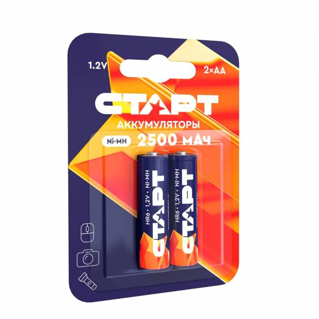 Элемент питания Аккумулятор СТАРТ Ni-MH HR6 AA 2500mAh BL2 — для бизнеса и офиса Элемент питания Аккумулятор СТАРТ Ni-MH HR6 AA 2500mAh BL2 — для бизнеса и офиса