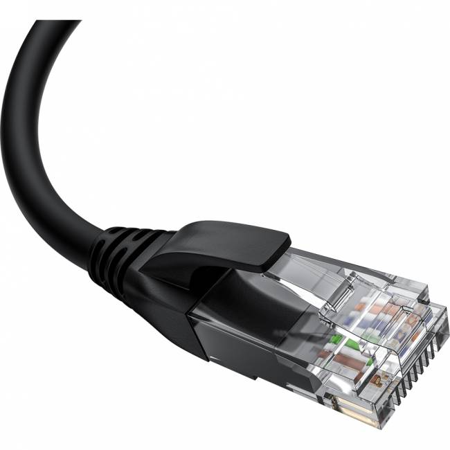 GCR Патч-корд прямой 1.5m UTP кат.5e, черный, нижний угол, литой, ethernet high speed, RJ45, T568B Greenconnect GCR-53954 — для бизнеса и офиса