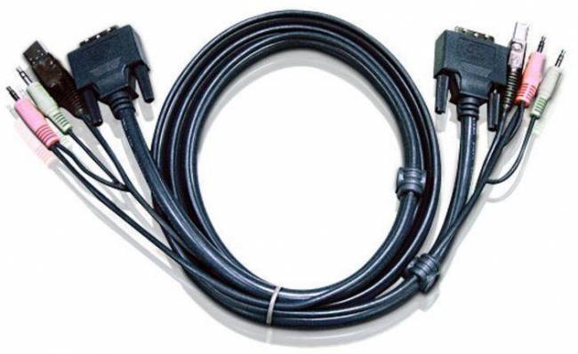 Кабель KVM USB(тип А Male)+DVI-D(Male)+2хАудио(Male) <-> USB(тип B Male)+DVI-D(Male)+2хАудио(Male) 1,8м., черный. ATEN 2L-7D02U — для бизнеса и офиса Кабель KVM USB(тип А Male)+DVI-D(Male)+2хАудио(Male) <-> USB(тип B Male)+DVI-D(Male)+2хАудио(Male) 1,8м., черный. ATEN 2L-7D02U — для бизнеса и офиса