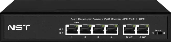 Passive PoE коммутатор Fast Ethernet NST NS-SW-4F2F-P/A — для бизнеса и офиса Passive PoE коммутатор Fast Ethernet NST NS-SW-4F2F-P/A — для бизнеса и офиса