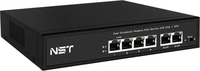 Passive PoE коммутатор Fast Ethernet NST NS-SW-4F2F-P/A — для бизнеса и офиса Passive PoE коммутатор Fast Ethernet NST NS-SW-4F2F-P/A — для бизнеса и офиса