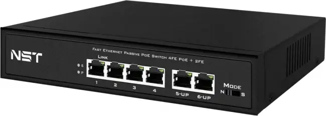 Passive PoE коммутатор Fast Ethernet NST NS-SW-4F2F-P/A — для бизнеса и офиса Passive PoE коммутатор Fast Ethernet NST NS-SW-4F2F-P/A — для бизнеса и офиса