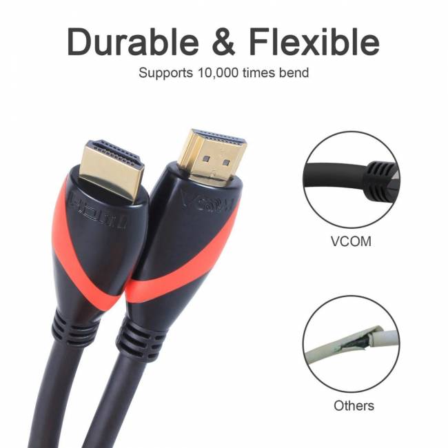 Кабель HDMI 19M/M ver. 2.0 black red, 0.5m VCOM <CG525-R-0.5> VCOM HDMI (m) - HDMI (m) 0.5м — для бизнеса и офиса