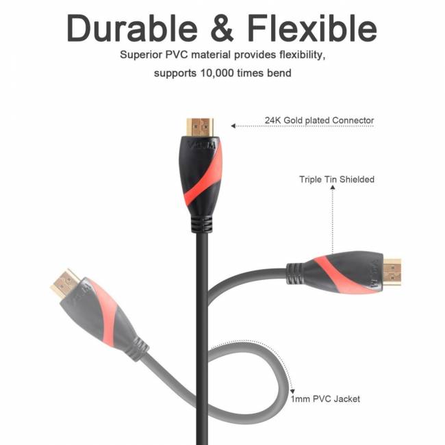 Кабель HDMI 19M/M ver. 2.0 black red, 0.5m VCOM <CG525-R-0.5> VCOM HDMI (m) - HDMI (m) 0.5м — для бизнеса и офиса