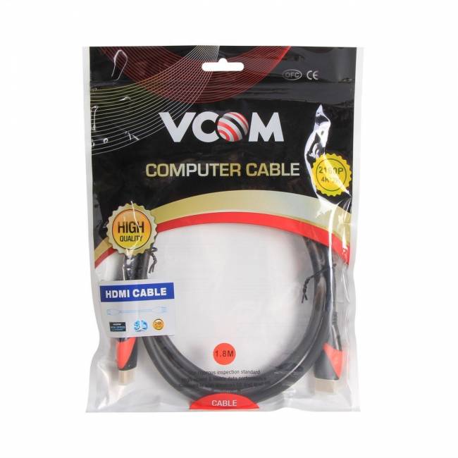 Кабель HDMI 19M/M ver. 2.0 black red, 0.5m VCOM <CG525-R-0.5> VCOM HDMI (m) - HDMI (m) 0.5м — для бизнеса и офиса