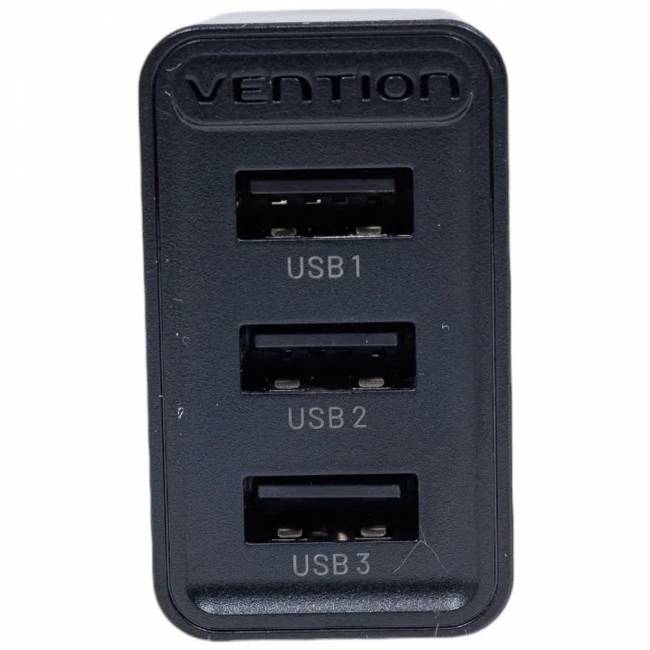 Сетевое зарядное устройство Vention на 3 порта USB 2.4A Черный Сетевое зарядное устройство Vention FEAB0-EU на 3 порта USB 2.4A Черный — для бизнеса и офиса