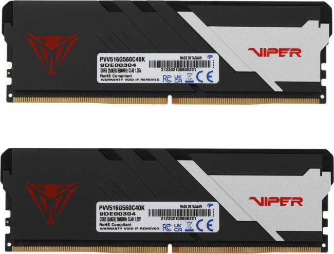 Память DDR5 2x8Gb 5600MHz Patriot PVV516G560C40K — для бизнеса и офиса Память DDR5 2x8Gb 5600MHz Patriot PVV516G560C40K — для бизнеса и офиса